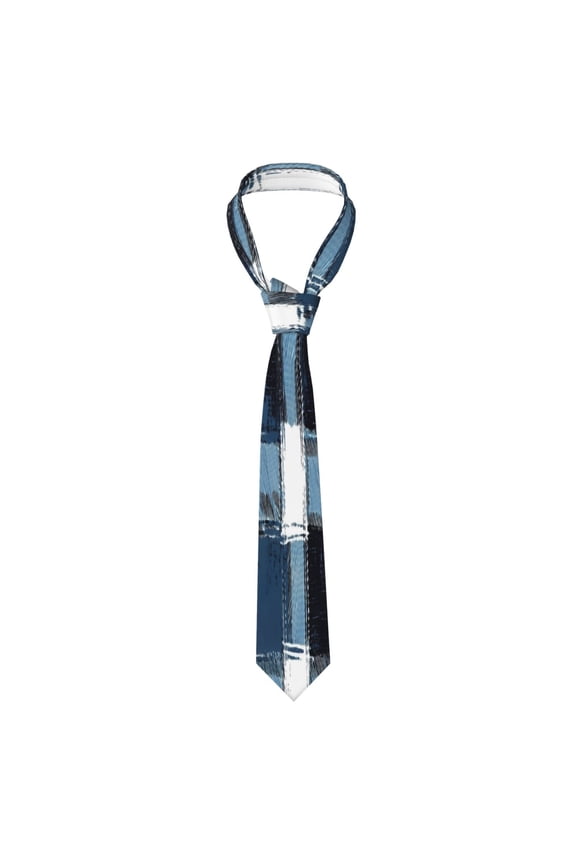 Mens Necktie Soft Silky Tie For Business Wedding Party Daily Office Formal Casual Wear Wrinkle Resistant Mediumblue Houndstooth Buffalo Plaid Tartan Check