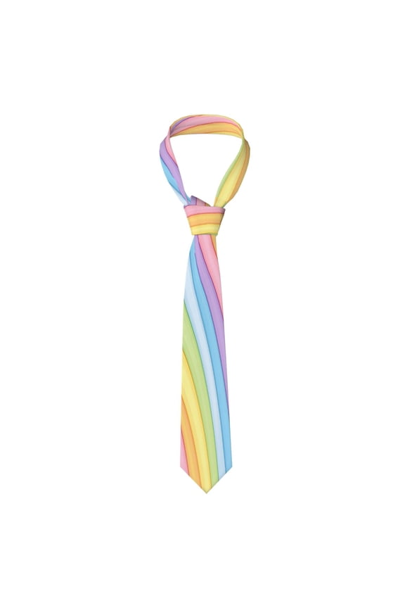 Mens Necktie Soft Silky Tie For Business Wedding Party Daily Office Formal Casual Wear Wrinkle Resistant Tie-Dye Pattern Rainbow Colors Tie-Dye Background_3