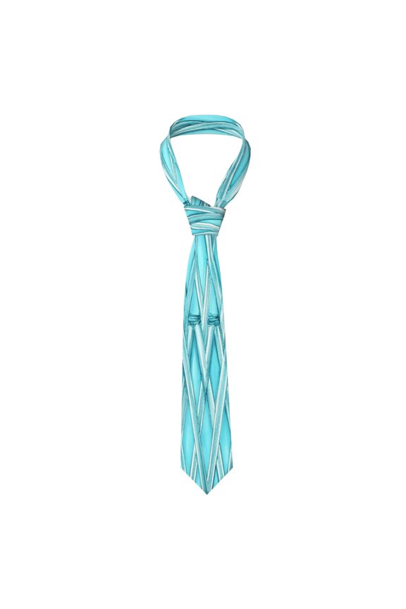 Mens Necktie Soft Silky Tie For Business Wedding Party Daily Office Formal Casual Wear Wrinkle Resistant Turquoise Moroccan Trellis Hand-Drawn Sketch_1
