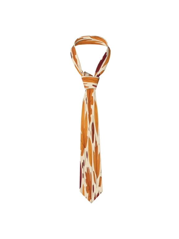 Mens Necktie Soft Silky Tie For Business Wedding Party Daily Office Formal Casual Wear Wrinkle Resistant Autumn Leaves Pattern