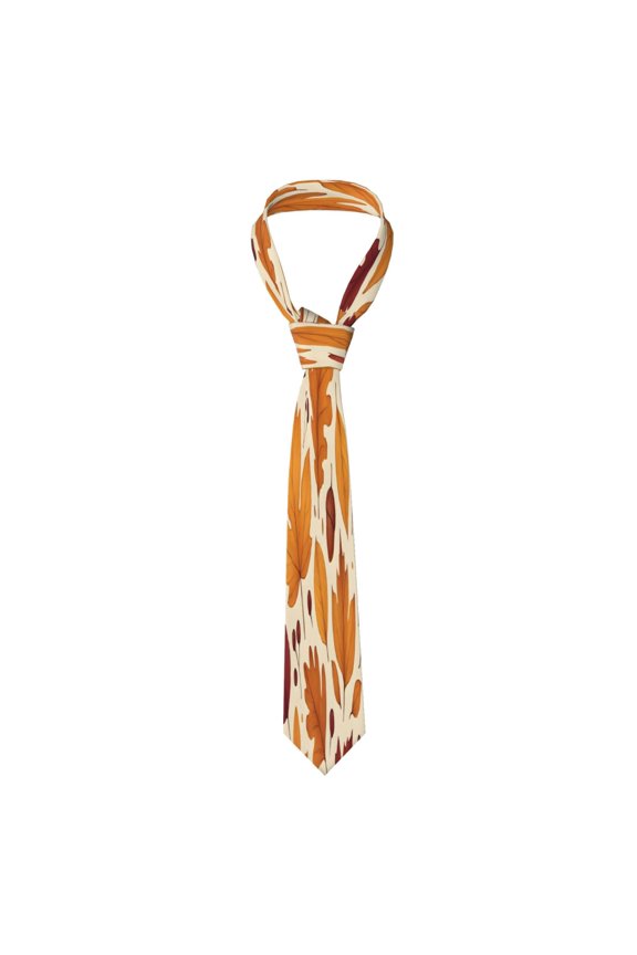 Mens Necktie Soft Silky Tie For Business Wedding Party Daily Office Formal Casual Wear Wrinkle Resistant Autumn Leaves Pattern