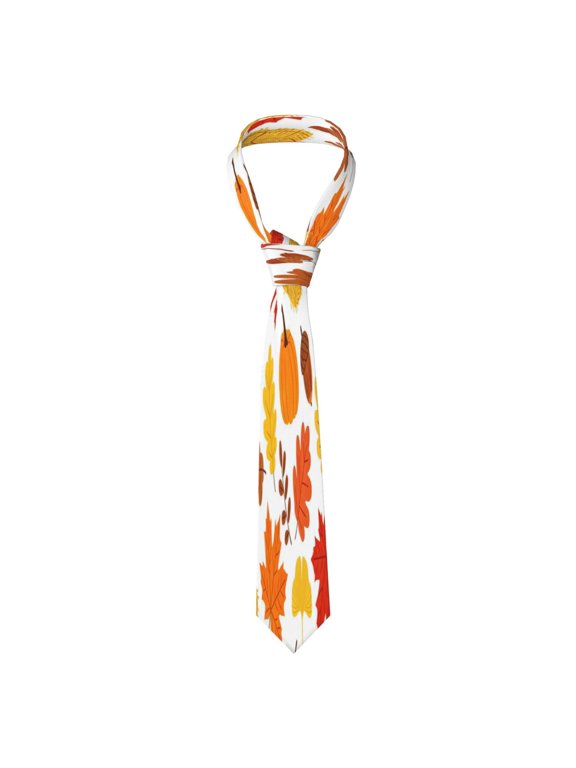 Mens Necktie Soft Silky Tie For Business Wedding Party Daily Office Formal Casual Wear Wrinkle Resistant Autumn Maple Leaves And Pumpkins (2)