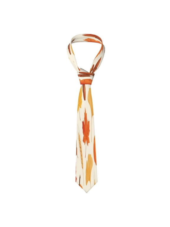 Mens Necktie Soft Silky Tie For Business Wedding Party Daily Office Formal Casual Wear Wrinkle Resistant Autumn Maple Leaves And Pumpkins (5)