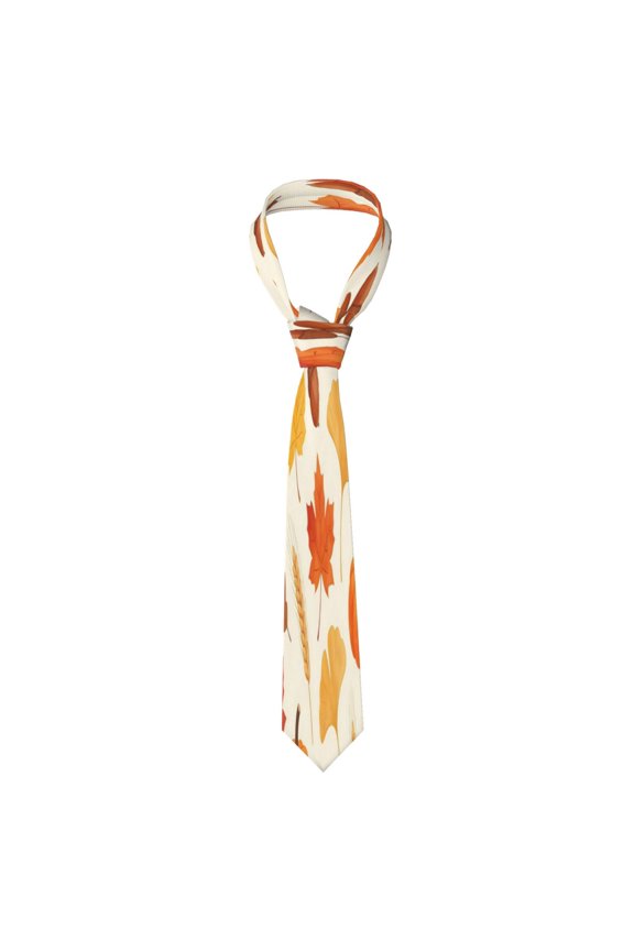 Mens Necktie Soft Silky Tie For Business Wedding Party Daily Office Formal Casual Wear Wrinkle Resistant Autumn Maple Leaves And Pumpkins (5)