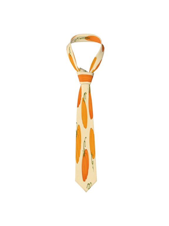 Mens Necktie Soft Silky Tie For Business Wedding Party Daily Office Formal Casual Wear Wrinkle Resistant Cartoon Fall Pumpkin (9)