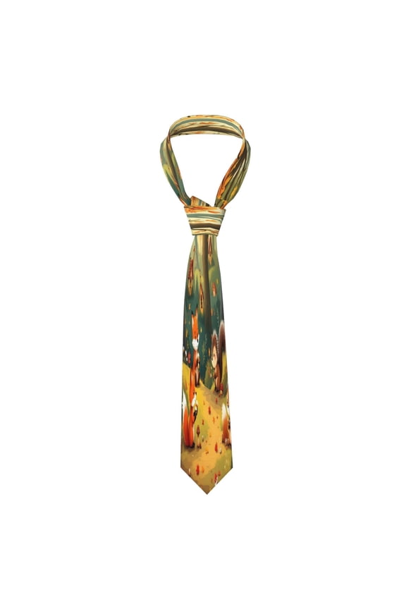 Mens Necktie Soft Silky Tie For Business Wedding Party Daily Office Formal Casual Wear Wrinkle Resistant Cartoon Forest Animals Autumn