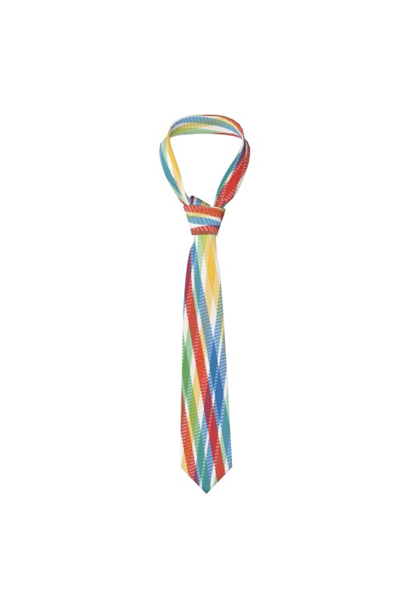 Mens Necktie Soft Silky Tie For Business Wedding Party Daily Office Formal Casual Wear Wrinkle Resistant Colorful Checkered Pattern