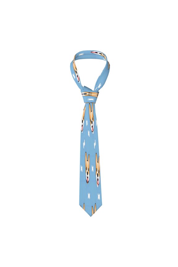 Mens Necktie Soft Silky Tie For Business Wedding Party Daily Office Formal Casual Wear Wrinkle Resistant Corgi And Bones (3)