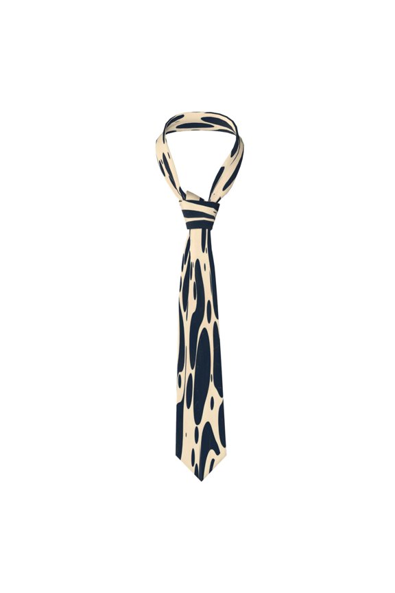 Mens Necktie Soft Silky Tie For Business Wedding Party Daily Office Formal Casual Wear Wrinkle Resistant Milk Cow Skin Print Style Darkvoilet_1