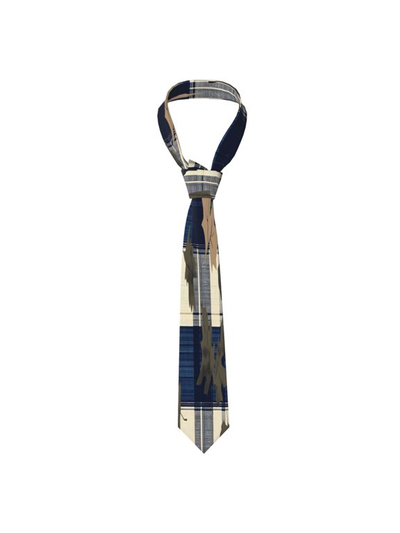 Mens Necktie Soft Silky Tie For Business Wedding Party Daily Office Formal Casual Wear Wrinkle Resistant Plaid Fall Camo Royalblue_2