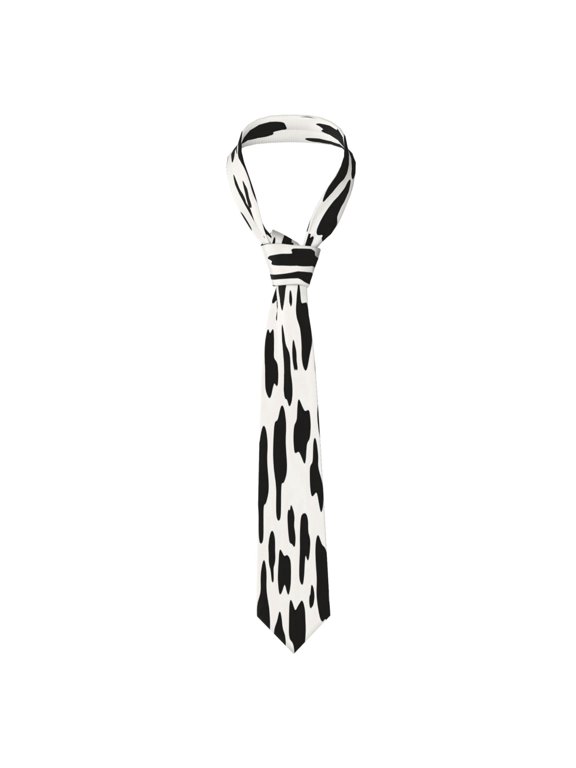 Mens Necktie Soft Silky Tie For Business Wedding Party Daily Office Formal Casual Wear Wrinkle Resistant Simple Cow Print Pattern, Vector Art Style_1