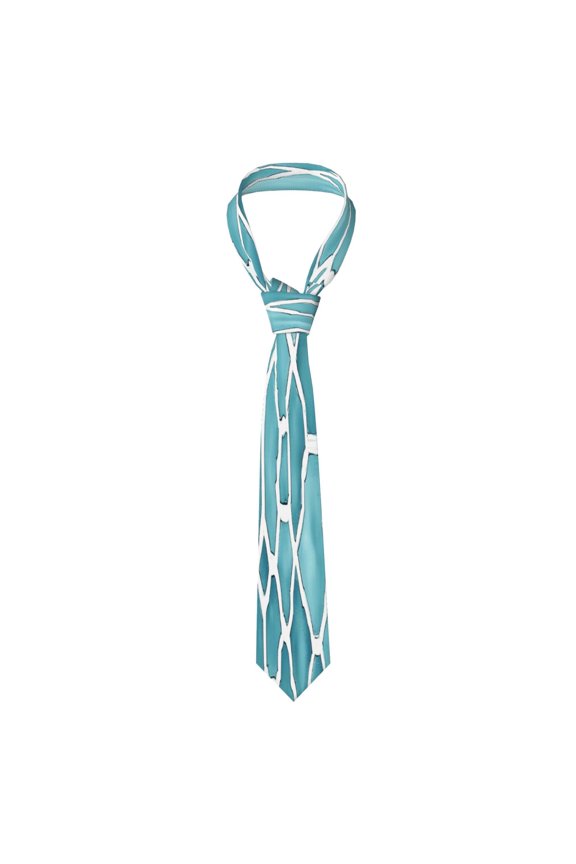 Mens Necktie Soft Silky Tie For Business Wedding Party Daily Office Formal Casual Wear Wrinkle Resistant Turquoise Moroccan Trellis Hand-Drawn Sketch