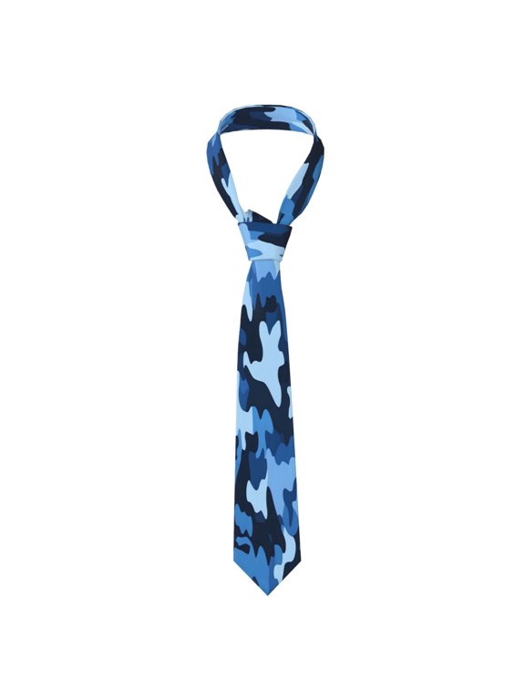 Mens Necktie Soft Silky Tie For Business Wedding Party Daily Office Formal Casual Wear Wrinkle Resistant Vector Camouflage Pattern Blue_1