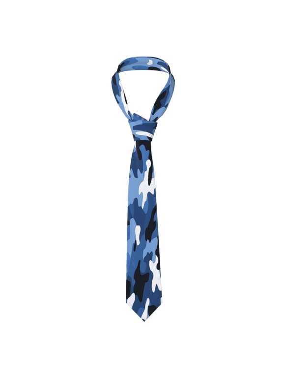 Mens Necktie Soft Silky Tie For Business Wedding Party Daily Office Formal Casual Wear Wrinkle Resistant Vector Camouflage Pattern Blue_2