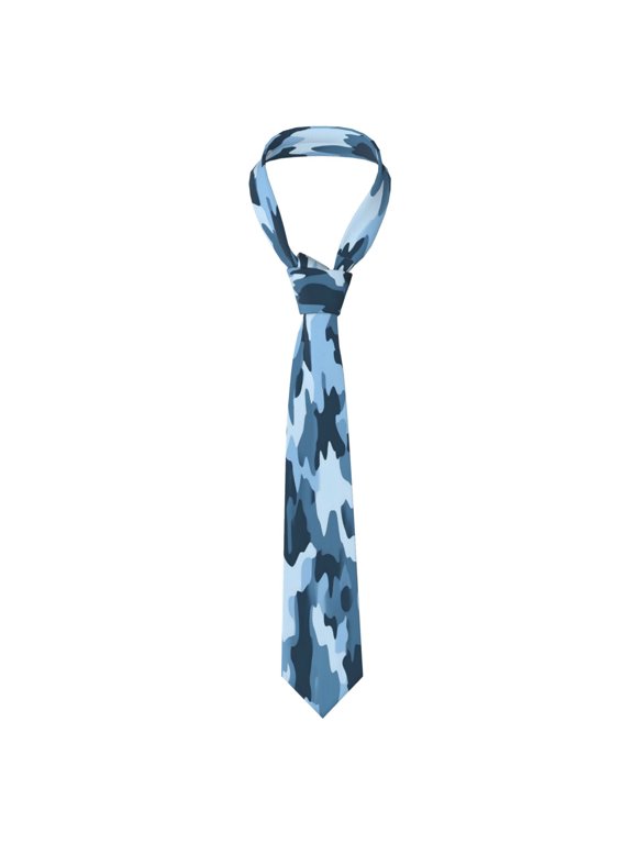Mens Necktie Soft Silky Tie For Business Wedding Party Daily Office Formal Casual Wear Wrinkle Resistant Vector Camouflage Pattern Blue_3