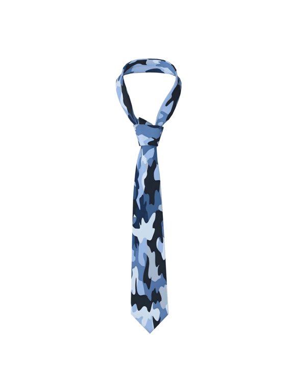 Mens Necktie Soft Silky Tie For Business Wedding Party Daily Office Formal Casual Wear Wrinkle Resistant Vector Camouflage Pattern Blue_4