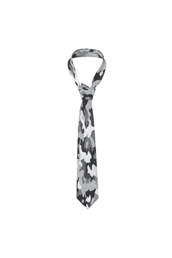 Mens Necktie Soft Silky Tie For Business Wedding Party Daily Office Formal Casual Wear Wrinkle Resistant Vector Camouflage Pattern Gray_1