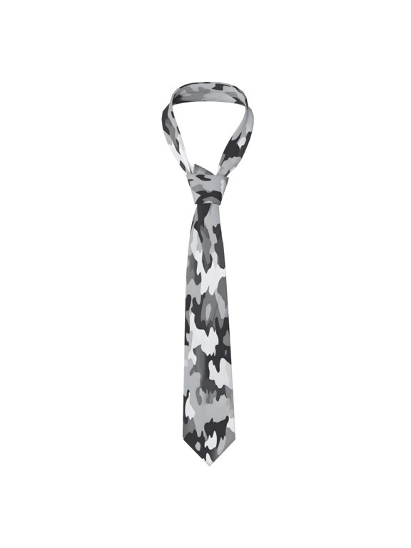 Mens Necktie Soft Silky Tie For Business Wedding Party Daily Office Formal Casual Wear Wrinkle Resistant Vector Camouflage Pattern Gray_1