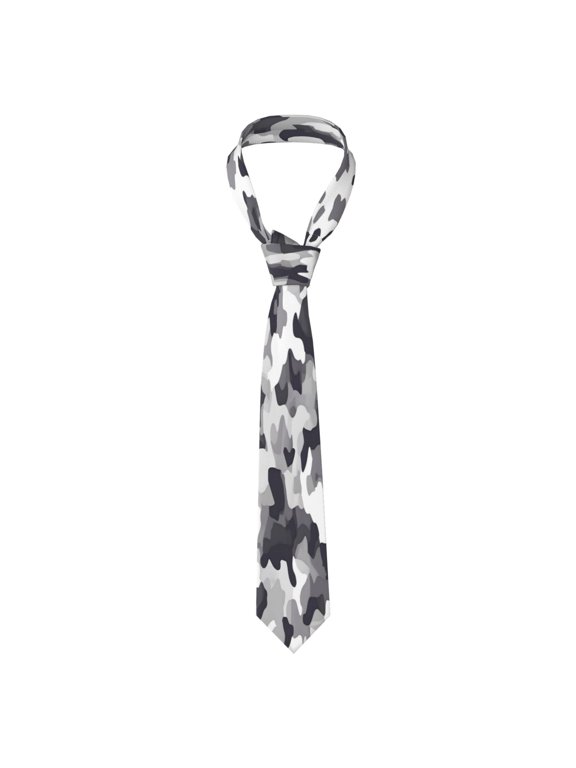 Mens Necktie Soft Silky Tie For Business Wedding Party Daily Office Formal Casual Wear Wrinkle Resistant Vector Camouflage Pattern Gray_4