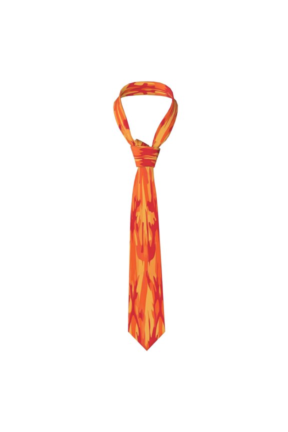 Mens Necktie Soft Silky Tie For Business Wedding Party Daily Office Formal Casual Wear Wrinkle Resistant Vector Camouflage Pattern Orange Red_2
