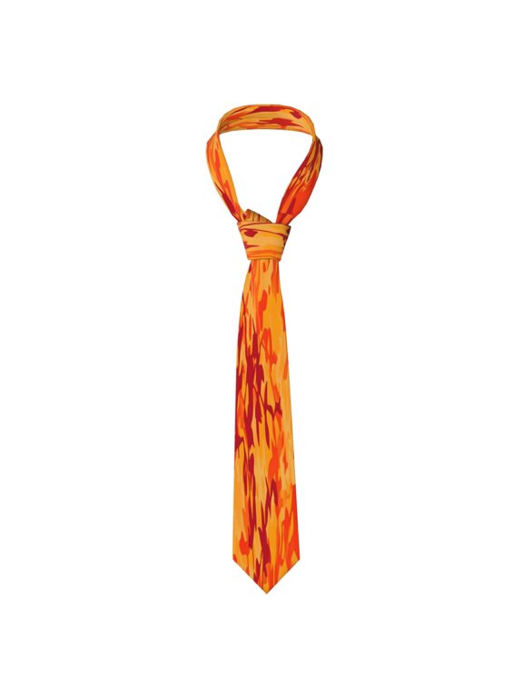 Mens Necktie Soft Silky Tie For Business Wedding Party Daily Office Formal Casual Wear Wrinkle Resistant Vector Camouflage Pattern Orange Red_3