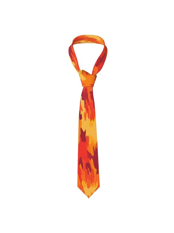 Mens Necktie Soft Silky Tie For Business Wedding Party Daily Office Formal Casual Wear Wrinkle Resistant Vector Camouflage Pattern Orange Red_4