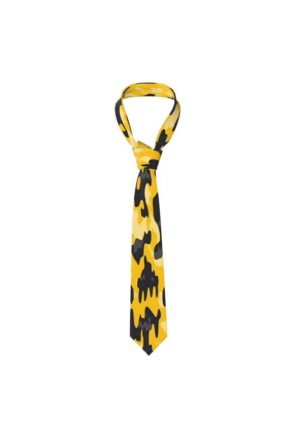 Mens Necktie Soft Silky Tie For Business Wedding Party Daily Office Formal Casual Wear Wrinkle Resistant Vector Camouflage Pattern Yellow_3