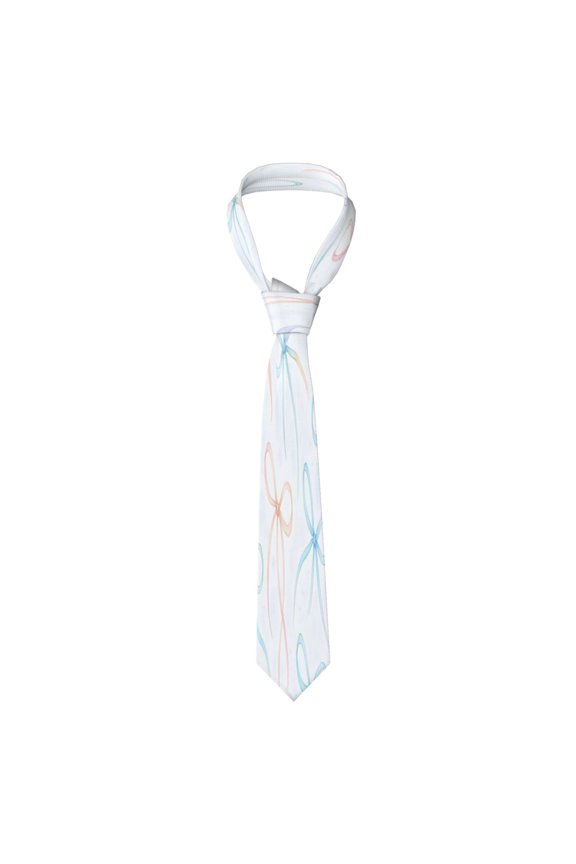Mens Necktie Soft Silky Tie For Business Wedding Party Daily Office Formal Casual Wear Wrinkle Resistant Watercolor Thin Rainbow Ribbon Bow Pattern