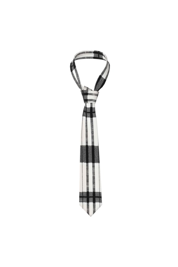 Mens Necktie Soft Silky Tie For Business Wedding Party Daily Office Formal Casual Wear Wrinkle Resistant White Buffalo Plaid Check Tartan Scotland_2