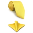 thumbnail image 1 of Mens Necktie with Pocket Square Set Solid Color Yellow Golden 147cm, 1 of 5