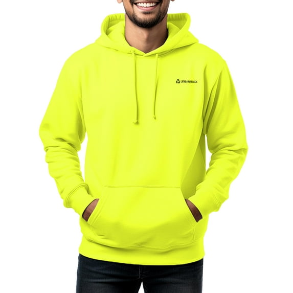 Mens Neon Hooded Pullover Sweatshirt Casual Long Sleeves Yellow Farson Fleece Hiking Hoodie (S)