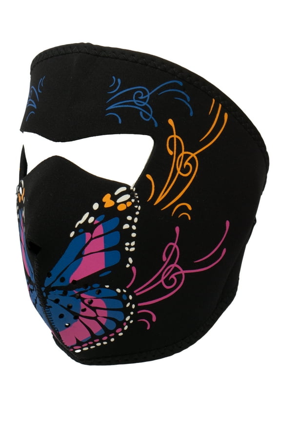 Mens Neoprene Face Mask - Cold Weather Outdoor Mask, Colorful Butterfly