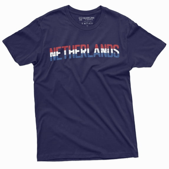 Mens Netherlands T-Shirt Holland Amsterdam Patriotic Nationality T-Shirt Flag T-Shirt (Medium Navy Blue)