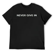 Mens Never Give In Classic British Churchill Phrase By Asj T-Shirt Black 2X-Large