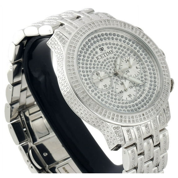 Mens New Diamond Band Watch 45mm Case Crushed Illusion Dial Prince 2 Ct.