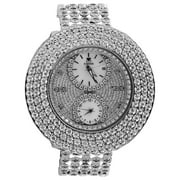 Mens New Diamond Watch Illusion Dial Fully Iced Band 3 Row 50mm 2 Ct.