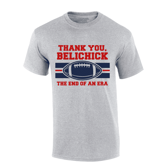 Mens New England Tshirt Belichick End of an Era Short Sleeve T-shirt-Sports Grey-xxxl