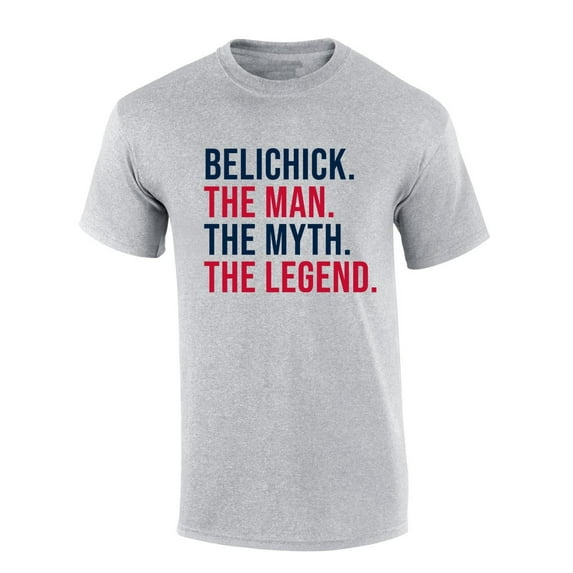 Mens New England Tshirt Belichick Retiring The Man The Myth The Legend Short Sleeve T-shirt-Sports Grey-medium