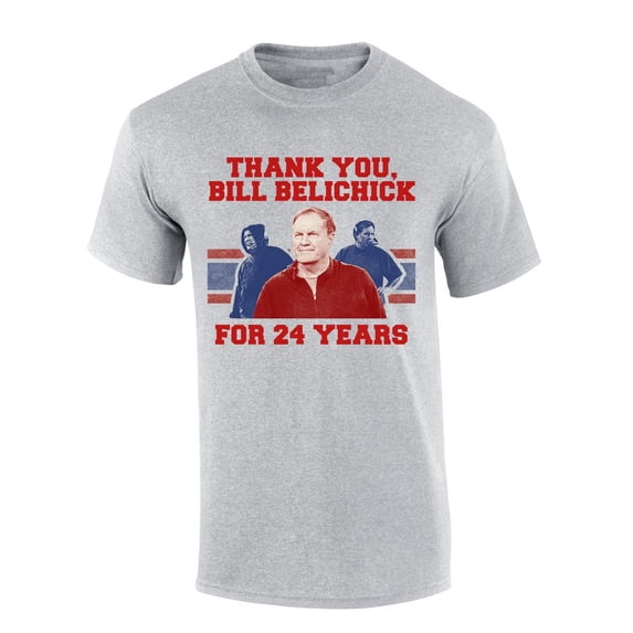 Mens New England Tshirt Thank You Belichick Short Sleeve T-shirt-Sports Grey-xxxl
