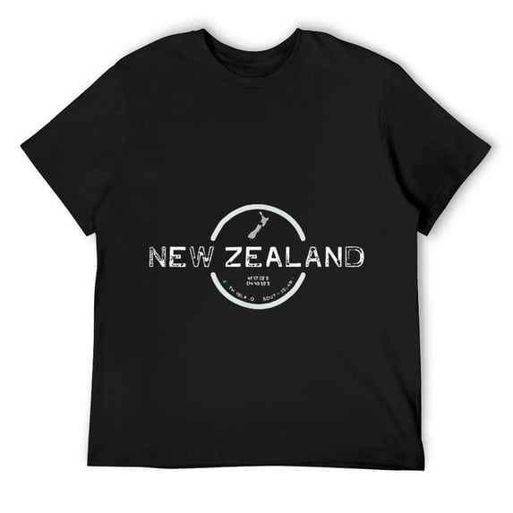 Mens New Zealand Graphic Vintage Retro T-Shirt Black Large