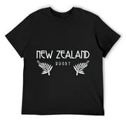 Mens New Zealand Rugby Fern T-Shirt Black Medium