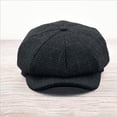 thumbnail image 1 of Mens Newsboy Cap Hat Cabbie Flat Beret Classic Driver Peaked Casquette, 61-64cm-XL/XXL, Dark Gray, 1 of 3