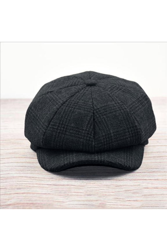 Mens Newsboy Cap Hat Cabbie Flat Beret Classic Driver Peaked Casquette, 61-64cm-XL/XXL, Dark Gray