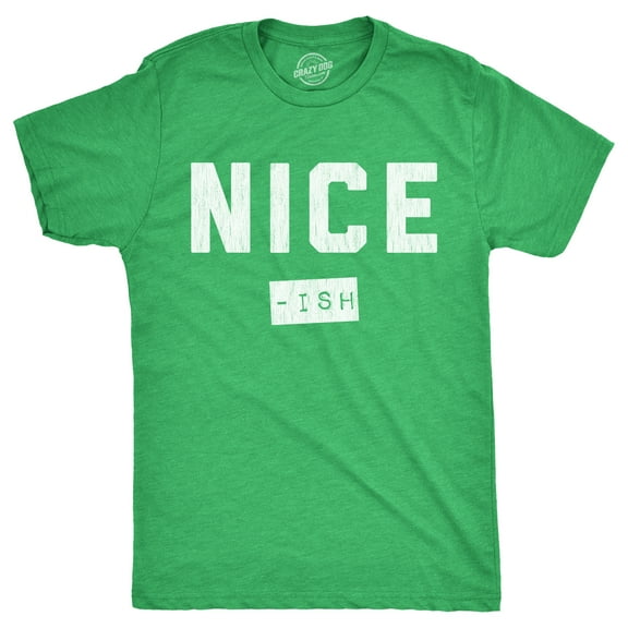 Mens Nice Ish T Shirt Funny Xmas Party Santas List Joke Tee for Guys Graphic Tees