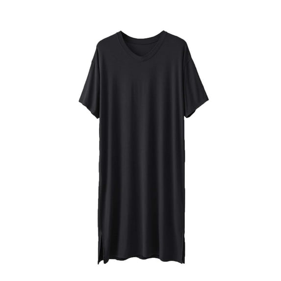 Mens Nightgowns Short Sleeve V Neck Lounge Nightshirt Pajamas Comfy Big and Tall Sleep Shirts
