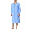 thumbnail image 1 of Mens Nightshirt Sleepwear Casual Long Sleeve V Neck Henley Sleep Shirt Loungewear with Pocket, 1 of 8