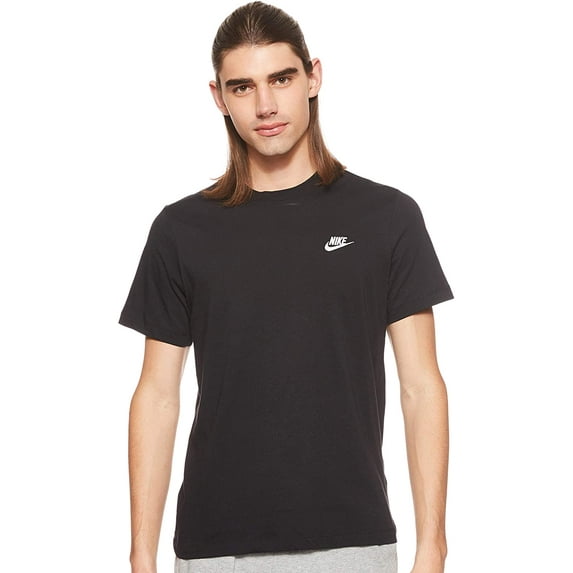 Mens Nike Sportswear Club T-Shirt, Nike Shirt for Men with Classic Fit, Black/White, L