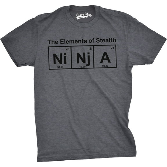 Mens Ninja Element of Stealth T shirt Funny Adult Humor Graphic Nerdy Tees Graphic Tees