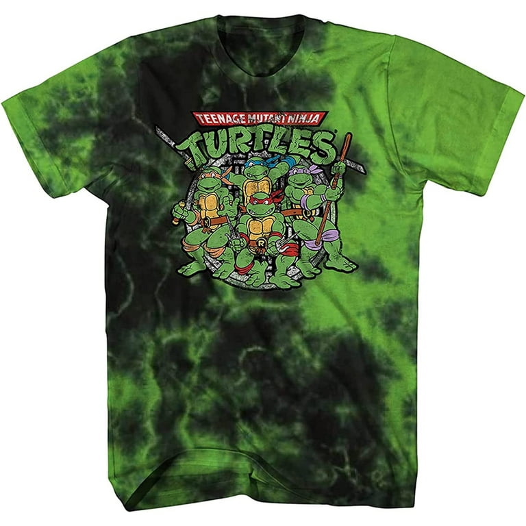 Mens Ninja Turtles Group Shirt - Straight from The Sewer - TMNT Throwback  Classic Tie Dye T-Shirt Black Green Tie Dye, Medium