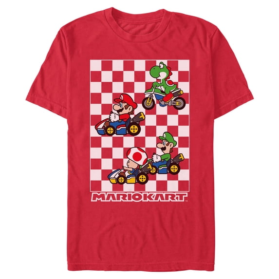 Mens Nintendo Checkered Rally Carts T Shirt